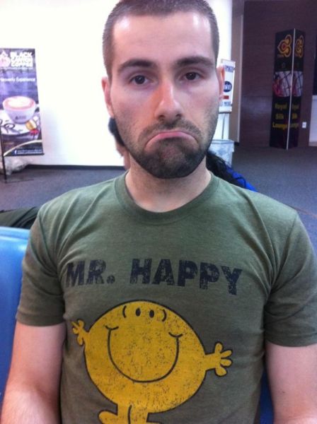 Seb with his Mr Happy T shirt Seb with his Mr Happy T shirt
