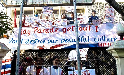 The protesters of the first Chiang Mai Pride in 2009