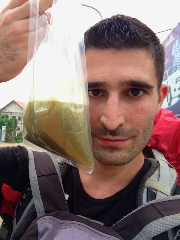 Stefan with bag of sugar cane juice - 06b-Sugar-cane-juice-Stef