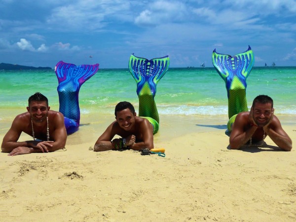 Nomadic Boys posing with our mermaid swimming instructor