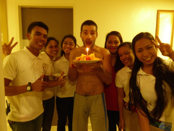 Sebastien celebrating his birthday on Boracay with ferra hotel