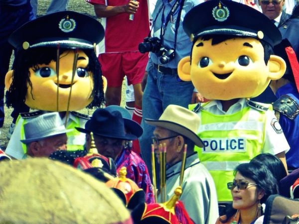 The police getting involved with the Naadam festival opening ceremony procession