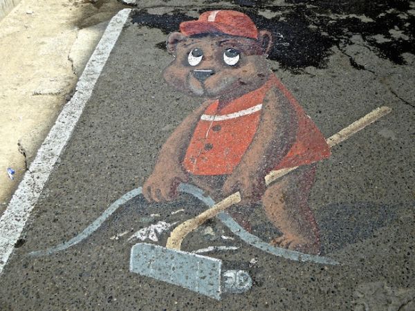 3D street art on the pavements of Ulan Bator