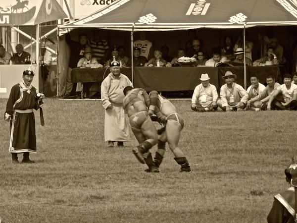 Wrestling match at the Naadam festival