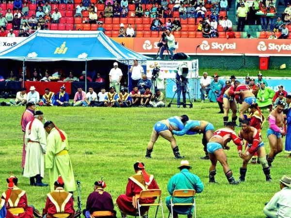Wrestling match at the Naadam festival
