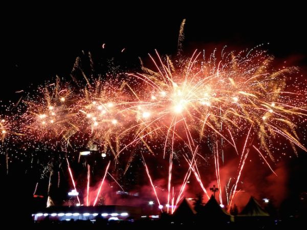 The impressive fireworks display at the Naadam festival