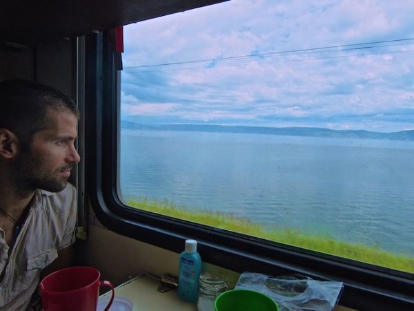 Change in scenery as train journeyed along Lake Baikal