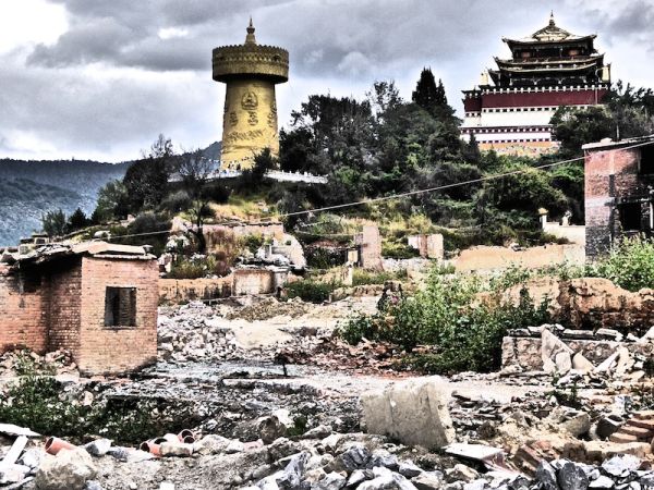 The remains of Shangri-La's old town after the big fire earlier this year The remains of Shangri-La's old town after the big fire earlier this year