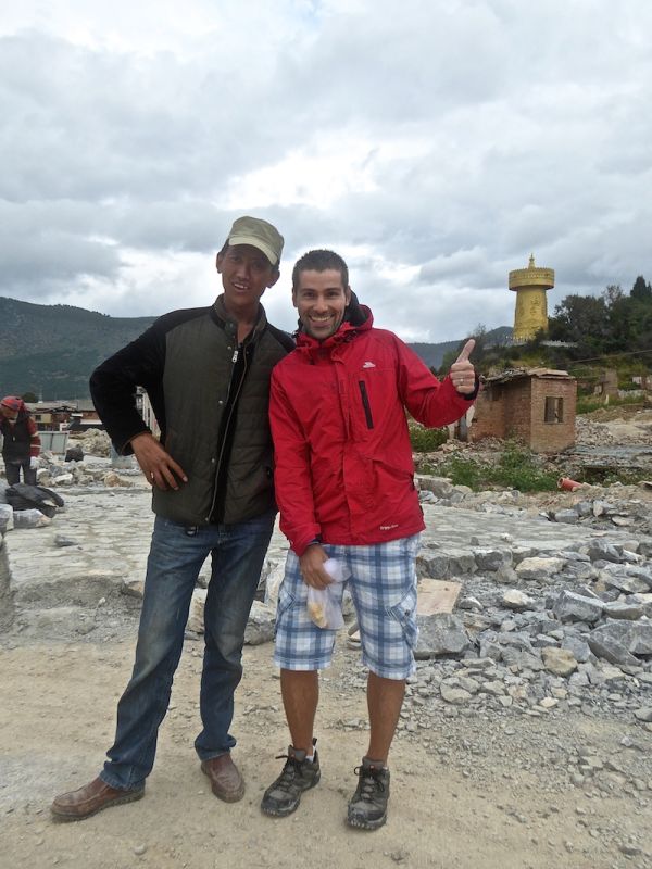 Seb with a local in Shangri-La Seb with a local in Shangri-La