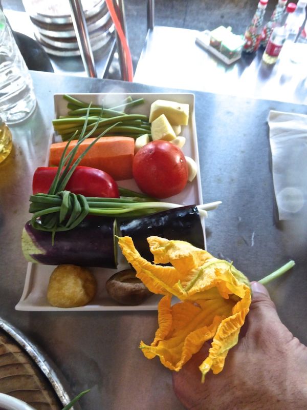 Variety of vegetables to use Vegetables to use including pumpkin flower