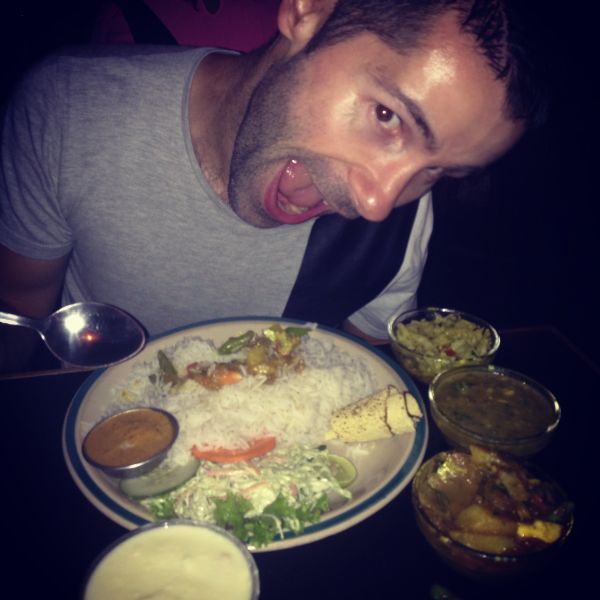 Sebastien enjoying a daal bhat set Sebastien enjoying a daal bhat set