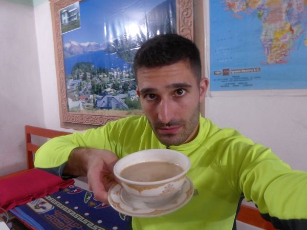 Stefan with a pate of garlic soup