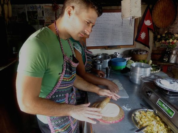 Stefan rolling out the dough Stefan rolling out the dough