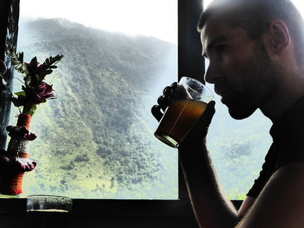 Sebastien trying honey lemon hot drink
