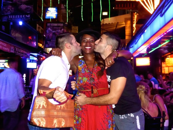 Gloria with Nomadic Boys in Silom gay travel bloggers nomadic boys Gloria Blog Abroad