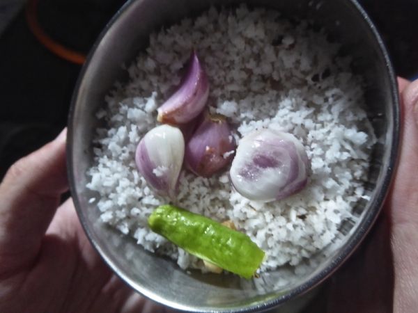Ingredient ready for coconut chutney Ingredient ready for coconut chutney