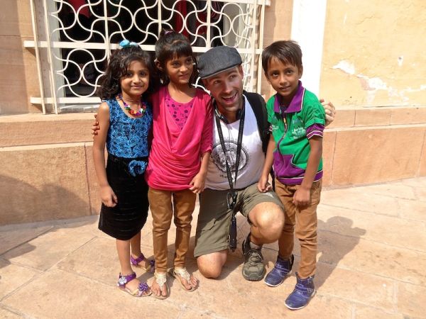 Sebastien and friends at Mehrangarh Fort in Jodhpur Hate love India Seb and Indian children Mehrangarh Fort in Jodhpur