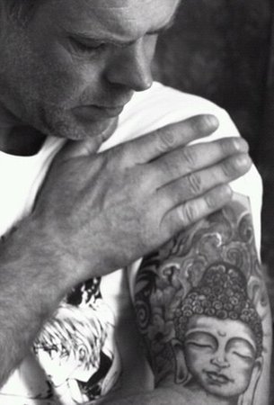 Antony Ratcliffe with his Buddha tattoo Antony Ratcliffe with his Buddha tattoo
