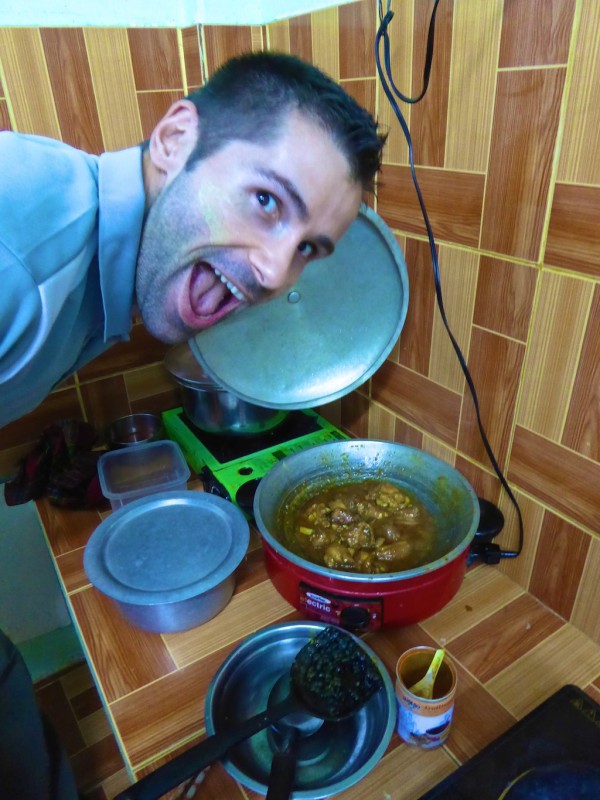 Sebastien cooking Burmese chicken curry Sebastien cooking Burmese chicken curry