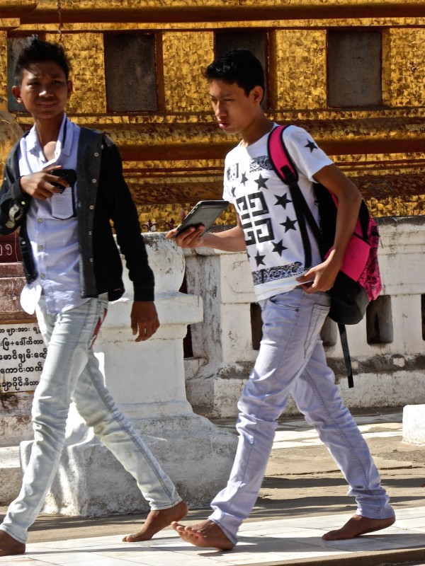 Burmese boys wearing very fashionable tight jeans Burmese boys wearing very fashionable tight jeans