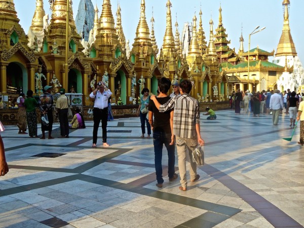 Boys at Yangon's Shwedagon Pagoda