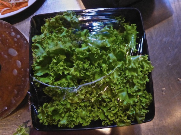 Lettuce served with Cambodian beef lok lak Lettuce served with Cambodian beef lok lak