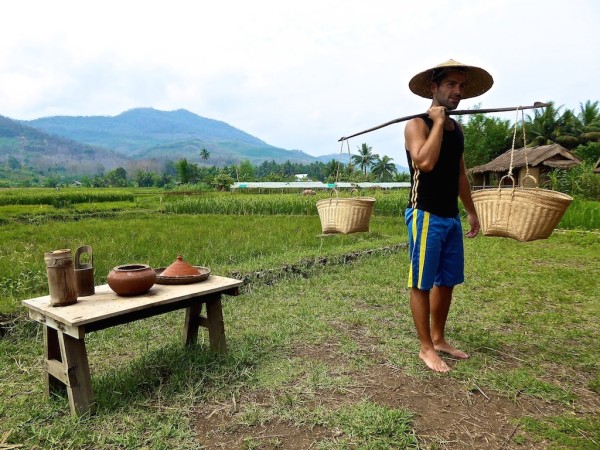 Learning to harvest rice in Luang Prabang