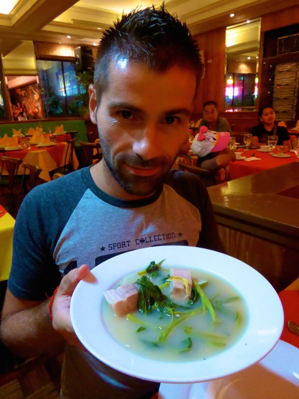 Seb with his pork sinigang Seb with his pork sinigang