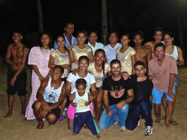 Posing with friendly Filipinos in Palawan