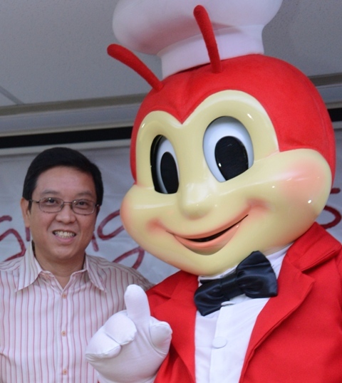 Jollibee mascot with founder Tony Tran