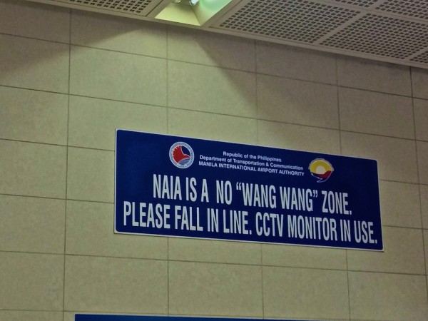 A No Wang Wang sign at Manila airpor