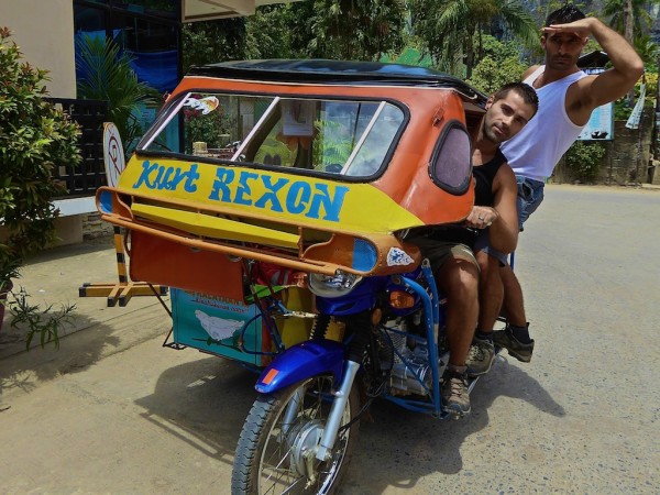 Posing with colourful tricycle in El Nido