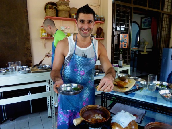 Stefan with apron cooking Stefan with apron cooking