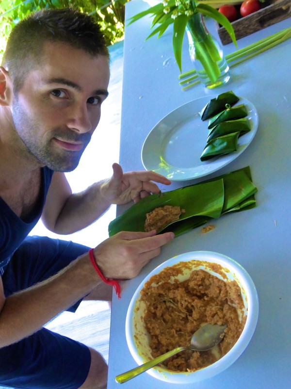 Otak otak mixture rolled in banana leaves Otak otak mixture rolled in banana leaves