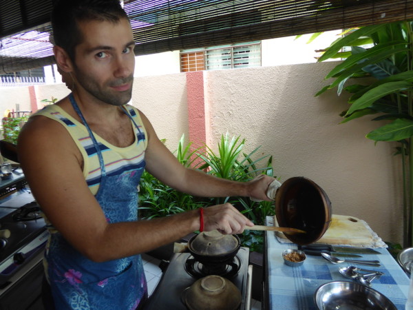 Sebastien toasting desiccated coconut Sebastien toasting desiccated coconut