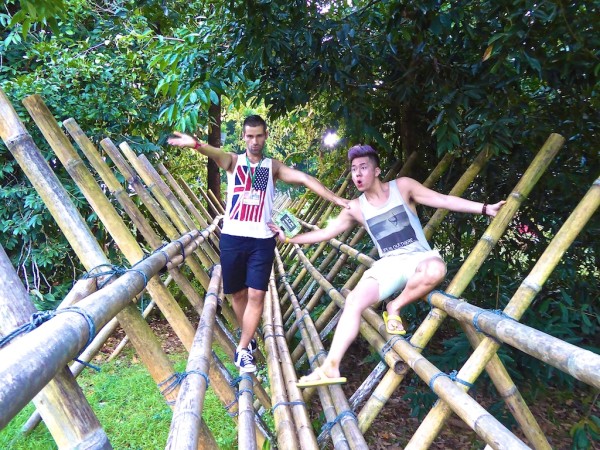 Kev and Seb at bamboo bridge at the Cultural Village Kev and Seb at bamboo bridge at the Cultural Village