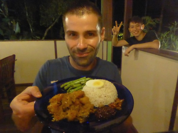 Sebastien with delicious nasi lemak