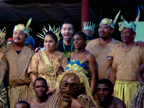 Sebastien photobombing the performers Sebastien photobombing the performers