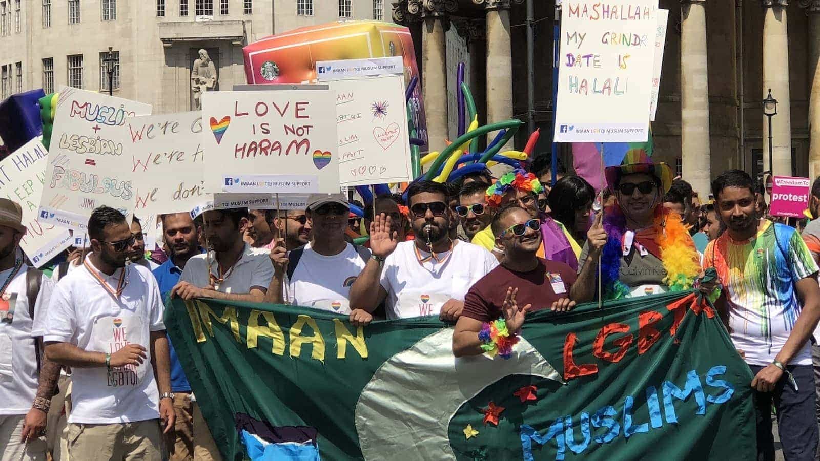 Gay Muslims demonstrating at a Pride event