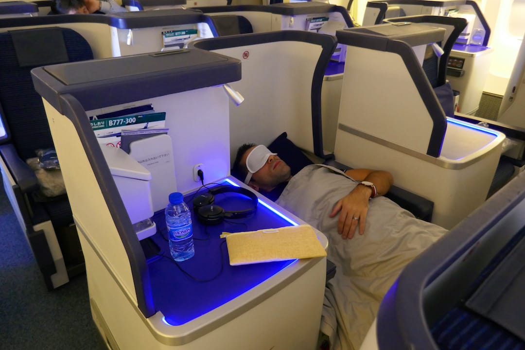 Sebastien fully reclined bed ANA business class