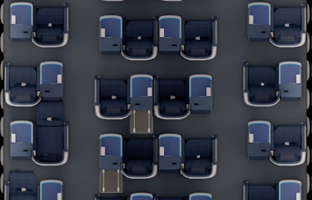 ANA business class review staggered seating plan