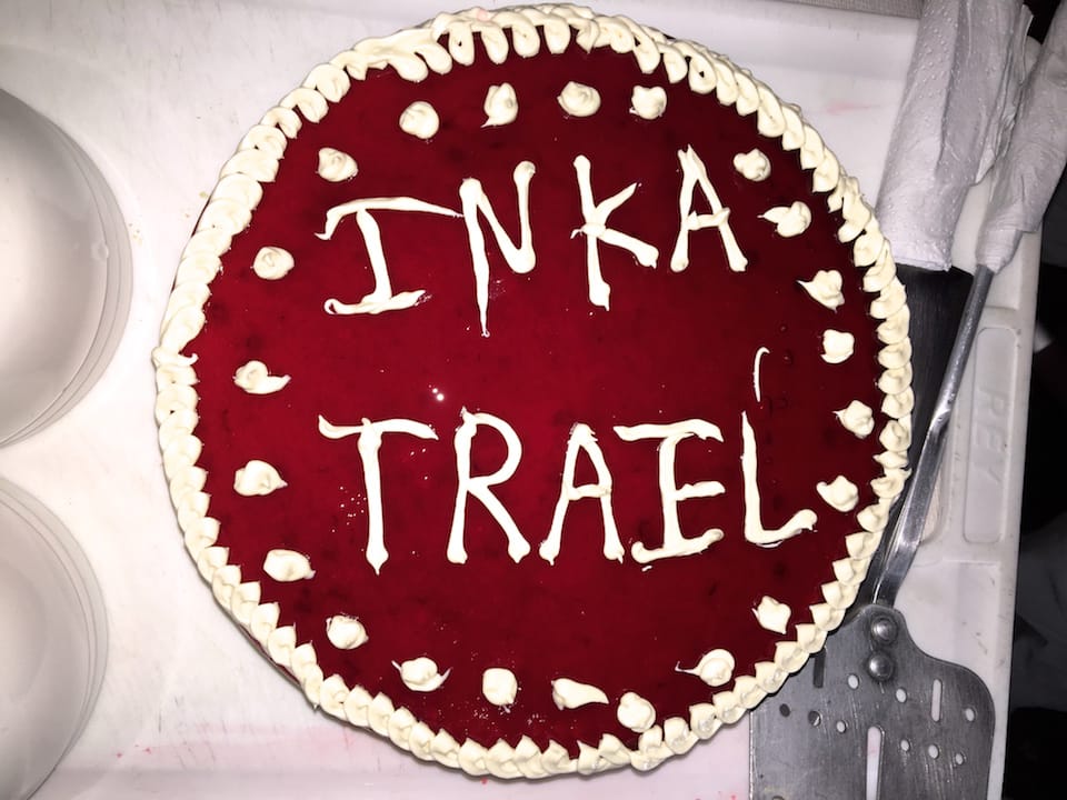 Inca Trail cake final evening Inca Trail cake journeyou porters