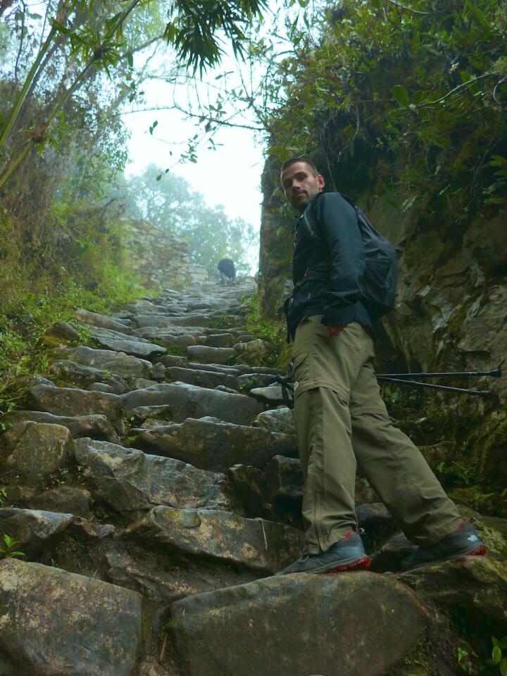 Inca Trail in january steep steps Seb