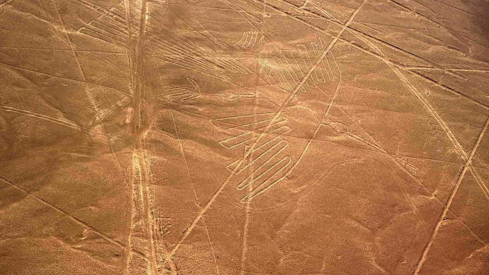 The Nazca Lines are huge drawings on the ground in the southern deserts of Peru
