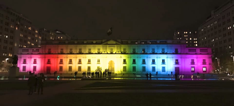 Gay life in Chile moneda palace rainbow lights santiago