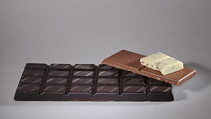 Chocolates for cassata cake Chocolate squares ready to be used