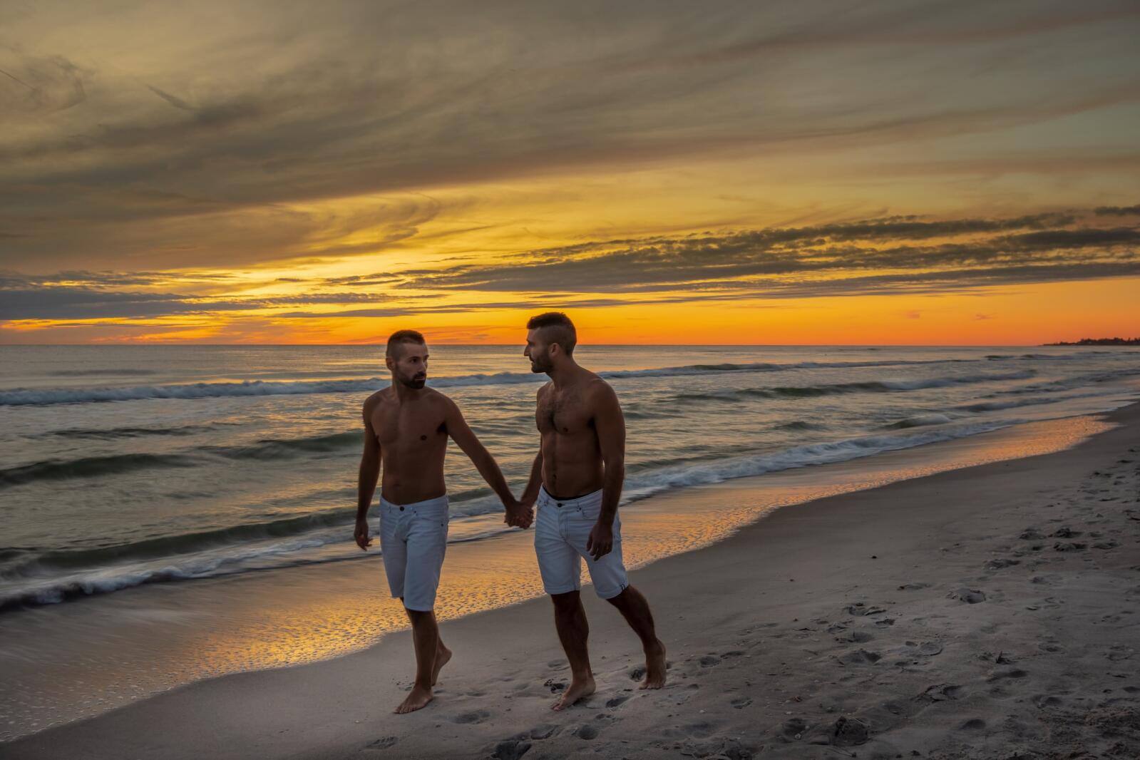 Romantic walk on the Fort Lauderdale gay beach