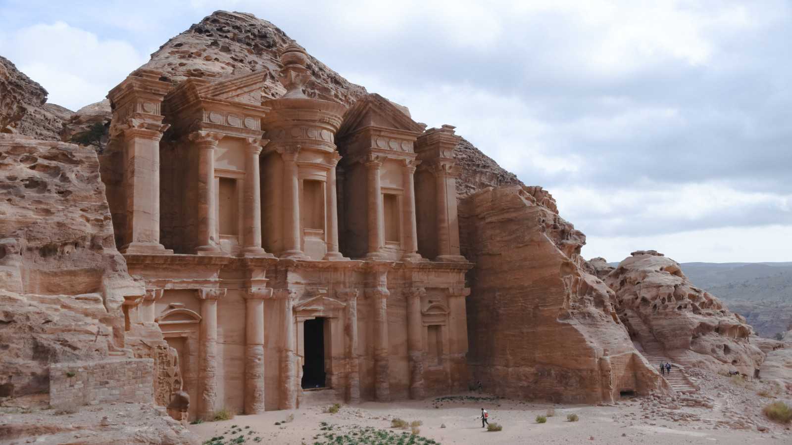 The stunning city of Petra in Jordan with the clouds