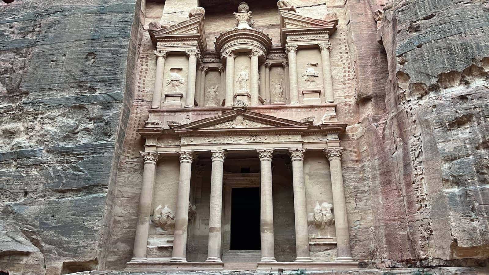 Treasury building in Petra in Jordan.