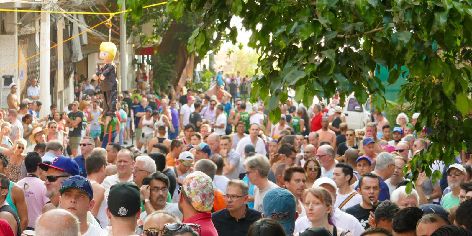 The busy streets of Zona Romantica gay neighbourhood in Puerto Vallarta, Mexico.